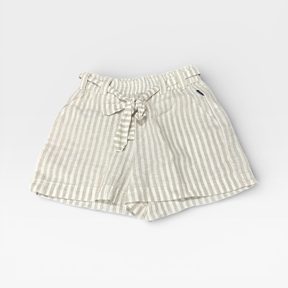 Holebrook Lydia Shorts Linen Blend Tan and White Stripe Women’s Shorts